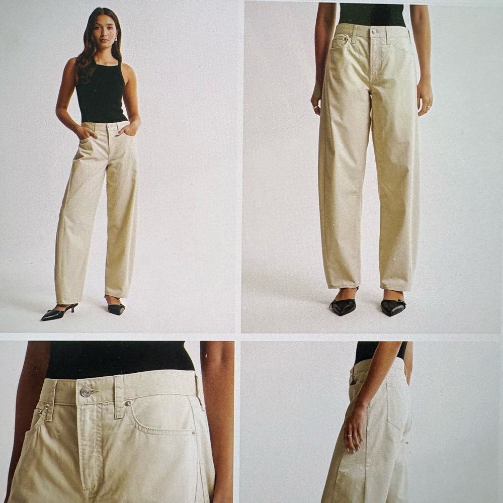Abercrombie & Fitch Cream Straight Leg Jeans